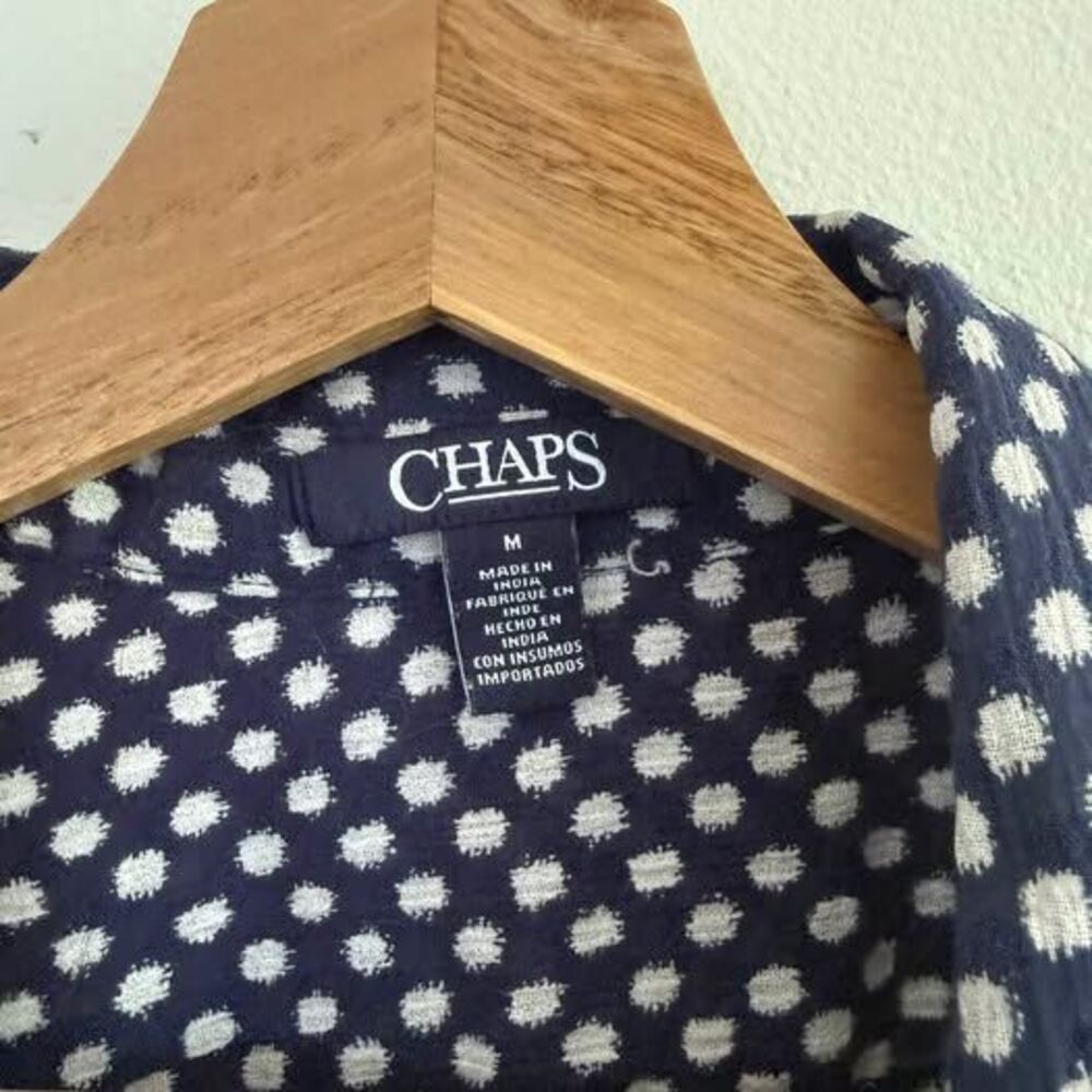Chaps Cotton Polka Dot Button Down Shirt - Medium - Picture 2 of 6
